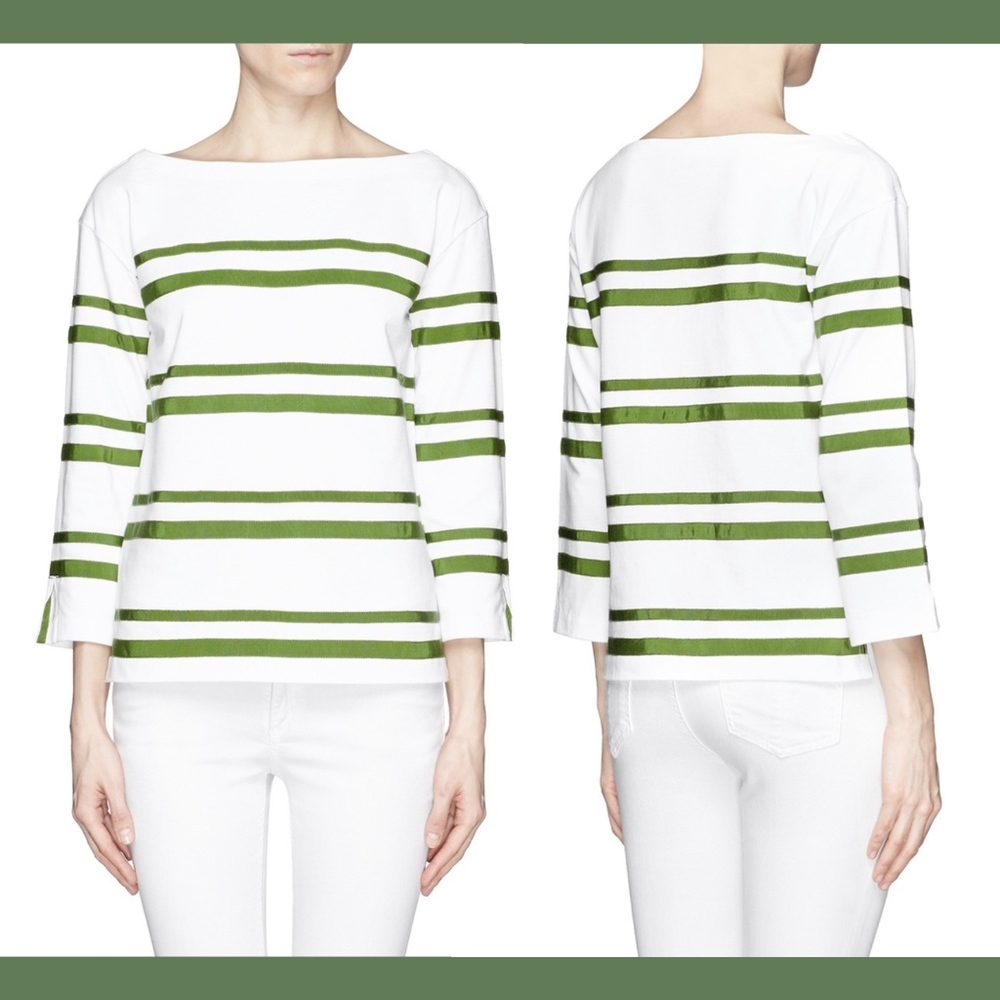 Tory‎ Burch Kendall Grosgrain Ribbon Stripe Top [SZ XS ]